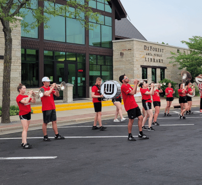 UW Marching Band and Bucky Badger