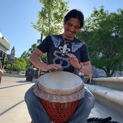 Elmore Lawson playing a drum
